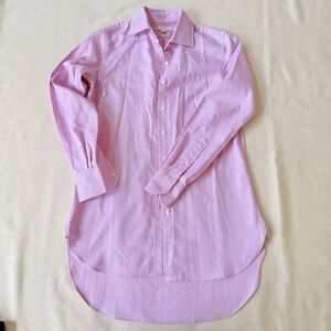 Ann Mashburn Womens Long Shirt Dress Button Down Longsleeve Pink Cotton Casual S